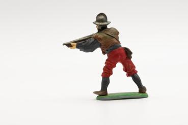 Arkebusier firing Spanish helmet